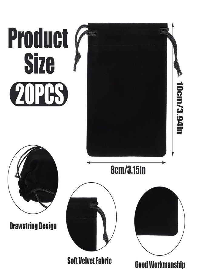 WJIAAA Mini Velvet Drawstring Pouches, 20pcs Black Small Jewelry Dice Bags 3x4 Inch Velvet Wedding Gift Bags Jewelry Bag Drawstring Baggies Party Favor Treat Bag - Image 4